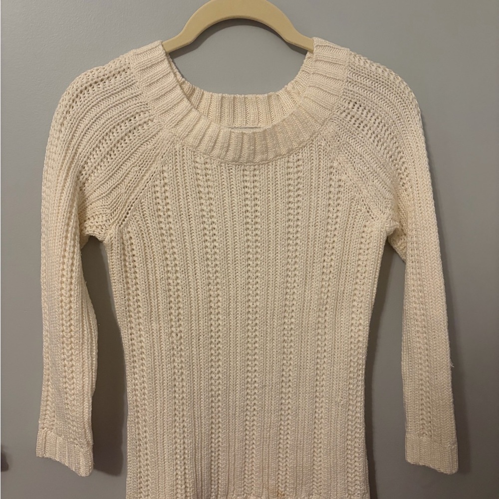 LOFT Women's Cream Ribbed Sweater